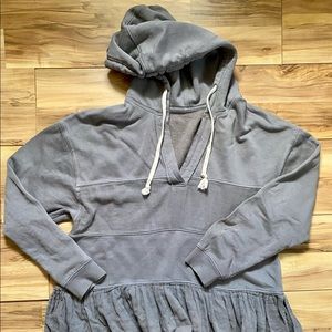 grey cotton & linen hoodie • size m/l